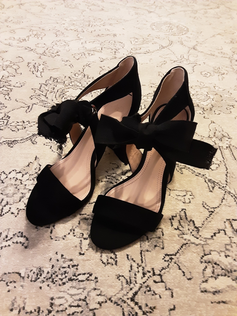 AD & Daughters Black Bow Ankle-Strap Heels